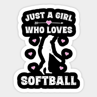 Girl Who Loves Softball Baseball Player Sticker